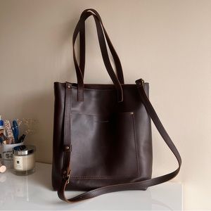 Portland Leather Company Crossbody Tote - Grizzly Brown